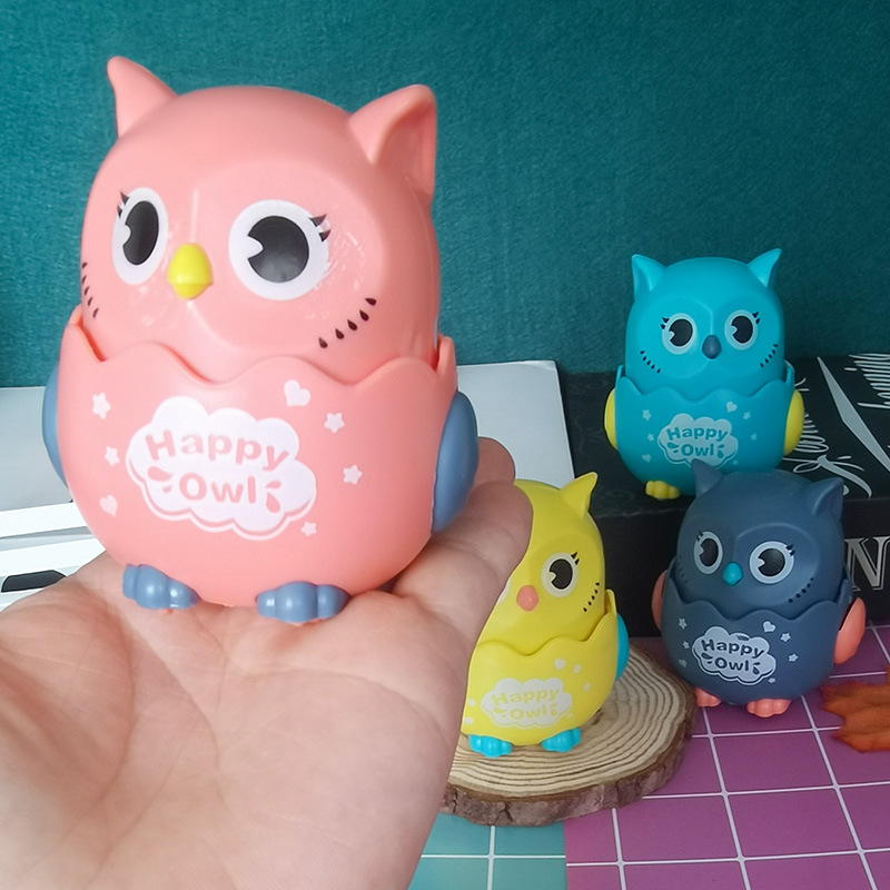 猫头鹰按压网红萌趣卡通儿童按压式回力玩具按头前进玩具滑行动物