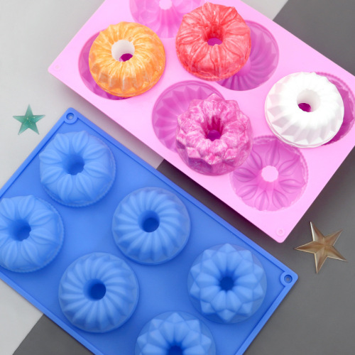 6-Piece Different Pattern Donut Mold Silicone Cake Mold， Silicone Chocolate Mold