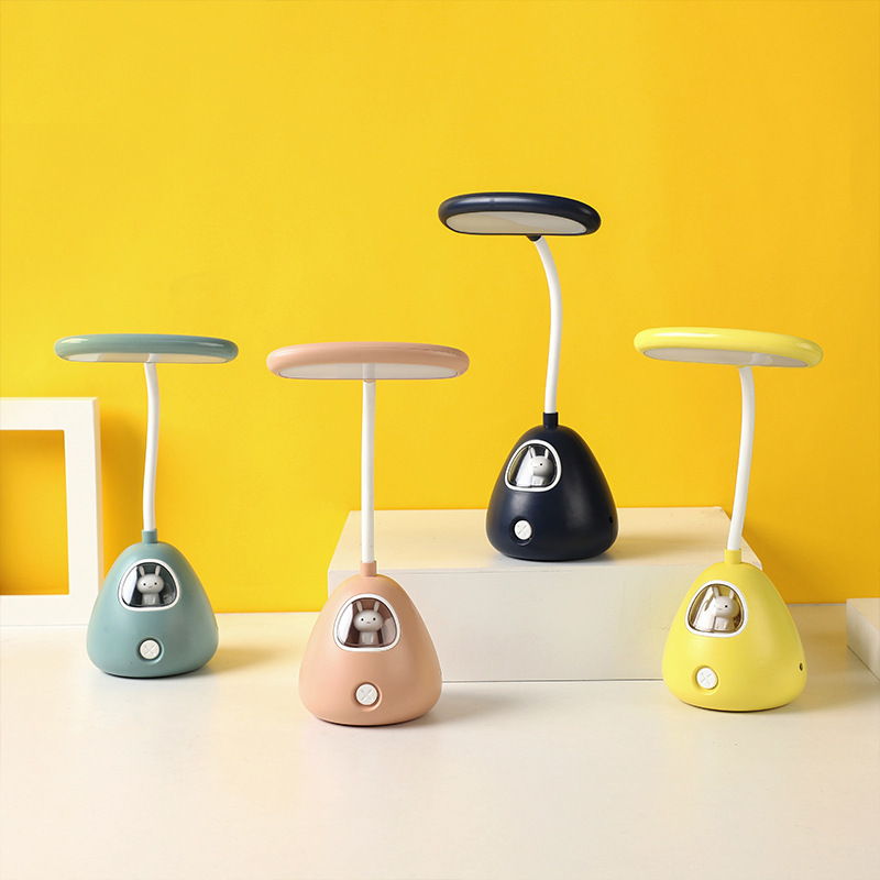 二档萌兔卡通氛围灯迷你LED充电床头小夜灯学生宿舍便携式折叠灯