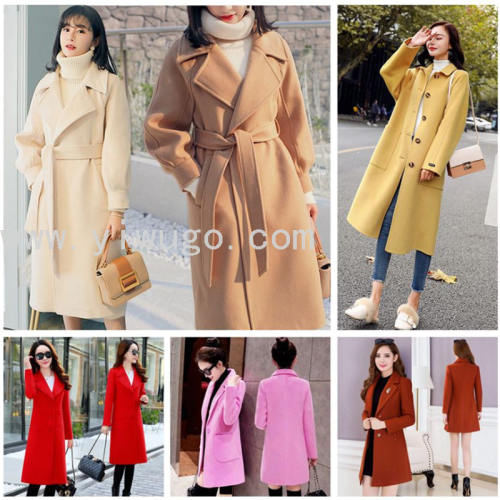 women‘s mid-length korean-style woolen overcoat overcoat in stock