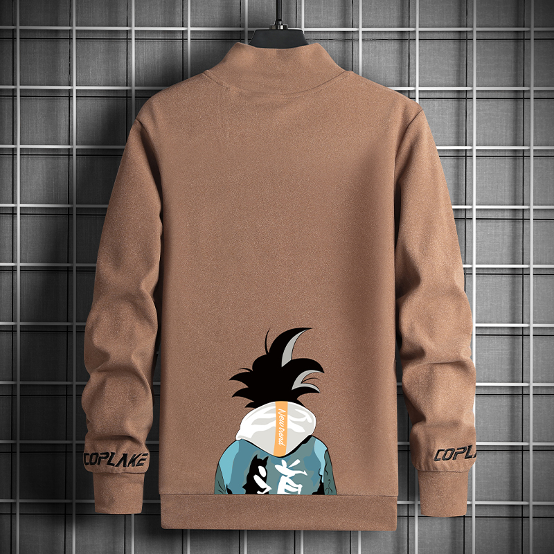 双面绒卫衣男装长袖秋冬新款潮流宽松中高领打底衫男士τ恤衫德绒