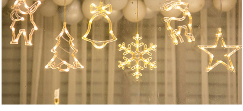 圣诞节装饰品橱窗阳台窗户吸盘LED挂灯圣诞树彩灯店面布置详情7