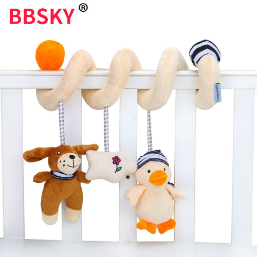 puppy duck cute bed winding baby doll with music movement sound crib trailer hanging toys