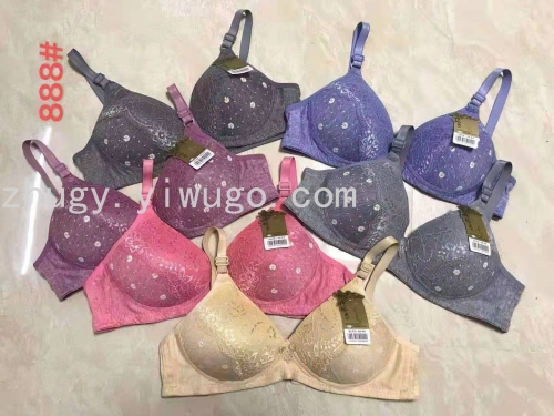 [Foreign Trade Spot] No Steel Ring Foreign Trade Large Cup Bra after 3 Breasted Size 38-44 6 Colors