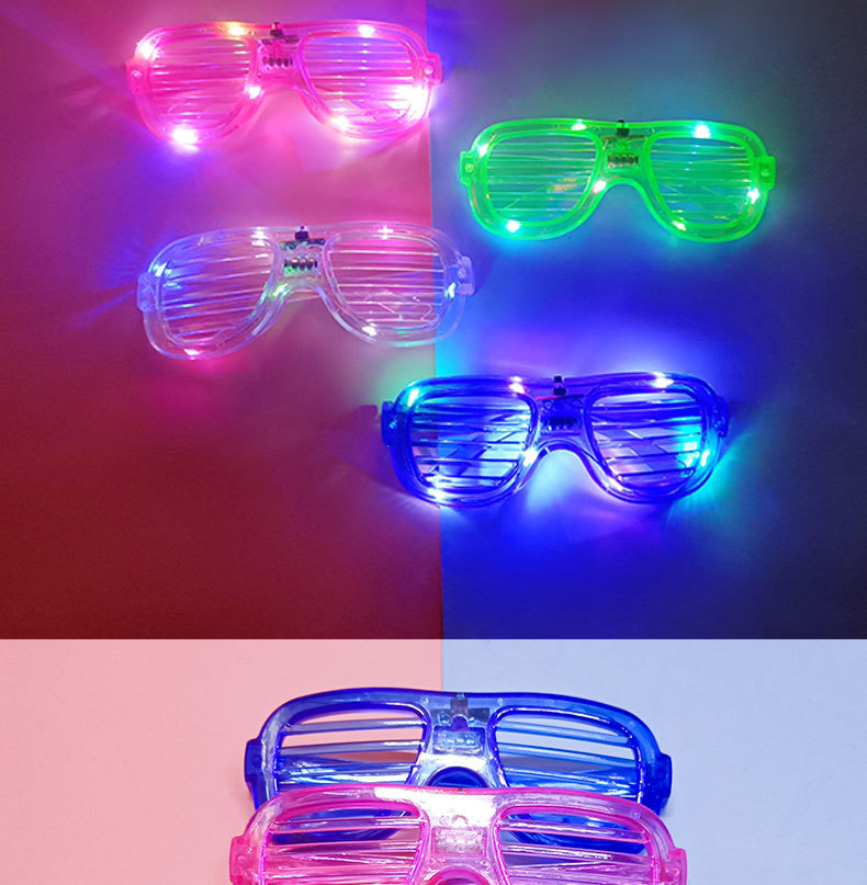 ED发光眼镜百叶窗眼镜派对蹦迪酒吧音乐节助威道具闪光眼镜玩具详情11