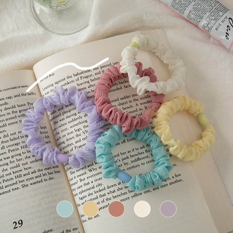 新款桃子味少女~可爱糖果色ins小清新发圈甜美布艺头绳百搭发饰