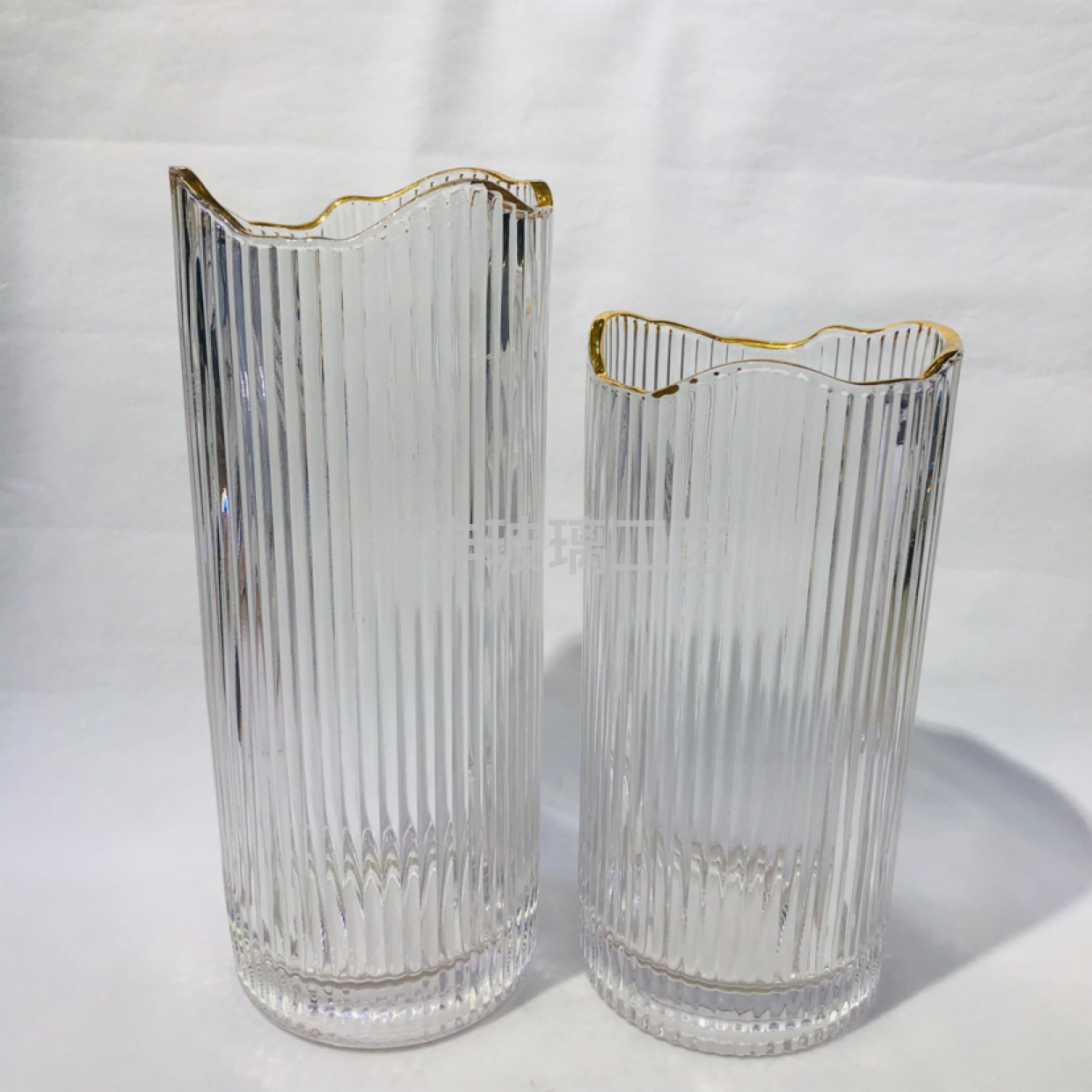 厂家直销水晶玻璃金边花瓶水培百合富贵竹植物花盆容器装饰品摆件