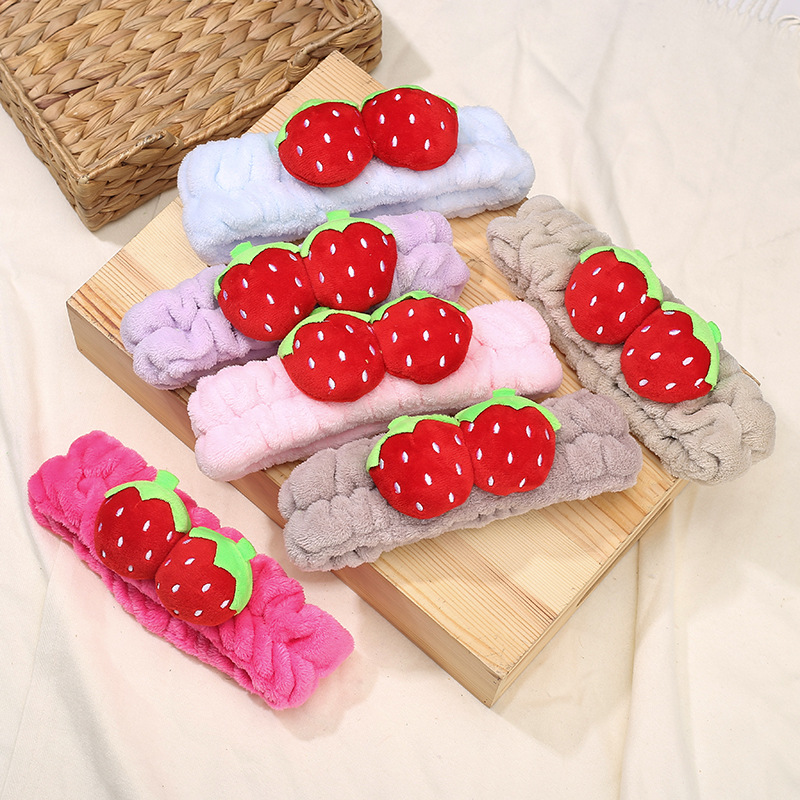 新款韩版草莓洗脸发带可爱简约化妆敷面膜水果发饰少女心软萌头饰
