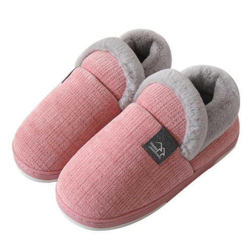cotton slippers women‘s home autumn and winter indoor bag heel warm home non-slip couple plush confinement cotton slippers men wholesale
