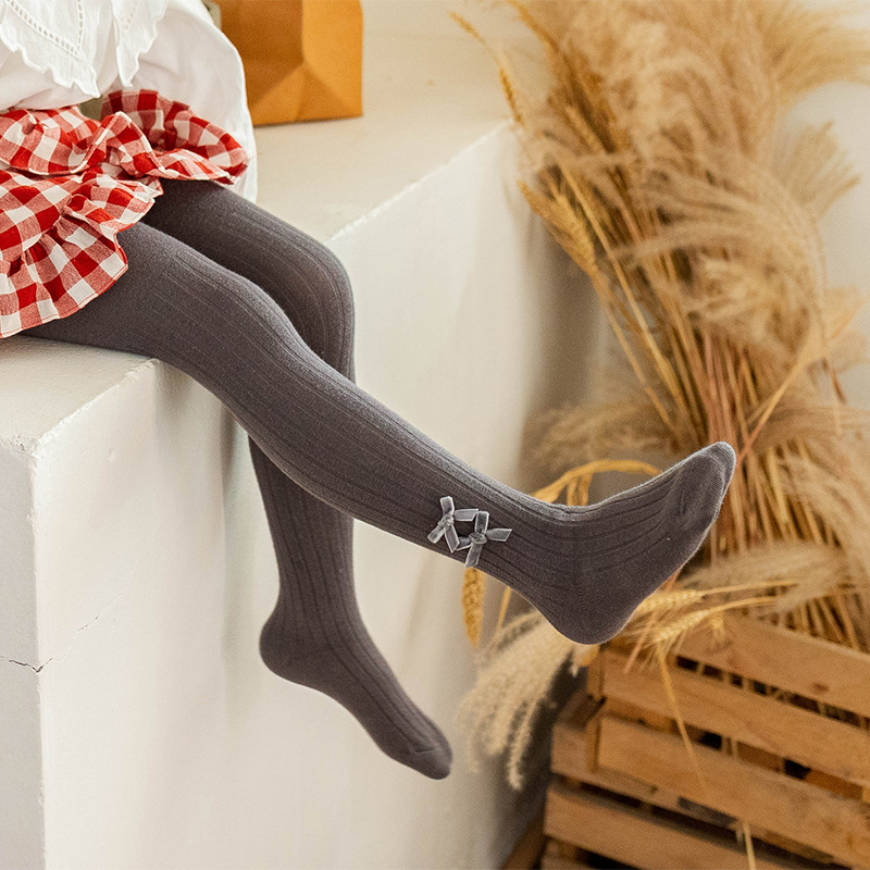 21年春季新款儿童连裤袜双针竖条女童打底裤蝴蝶结学生舞蹈裤袜