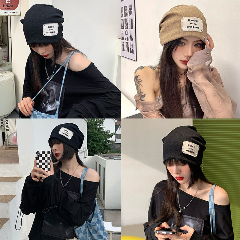 网红月子帽子女夏韩版针织毛线帽薄款堆堆帽日系百搭包头冷帽春秋