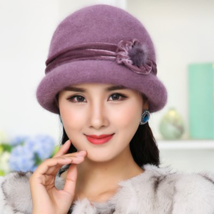 中老年女士防寒针织帽子冬天妈妈奶奶保暖毛线帽秋季时尚休闲盆