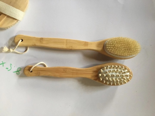 bamboo long handle bath brush， massage brush