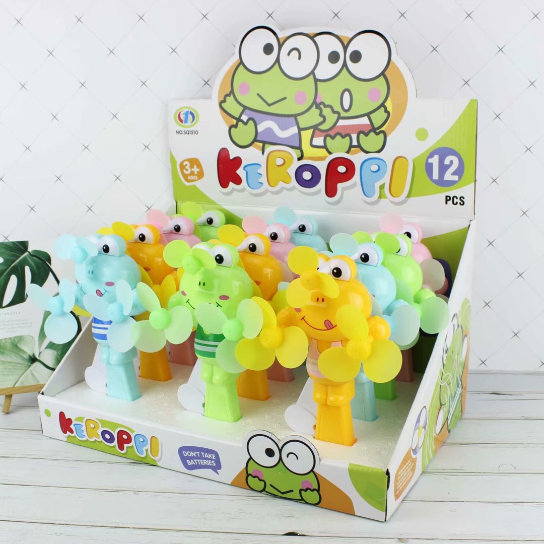 新款三头大眼蛙手压风扇   迷你手持玩具小风扇  儿童礼物