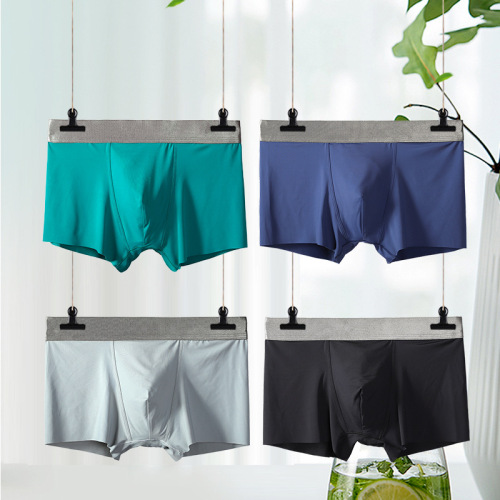 Yingjiang Brand Ice Silk Men‘s Underwear Cotton Large Size Men‘s Boxer Shorts Seamless Underwear Foreign Trade