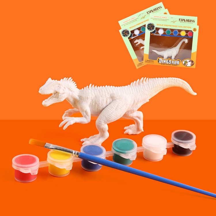 3D彩绘涂色恐龙玩具模型霸王龙模具diy彩绘儿童玩具批发