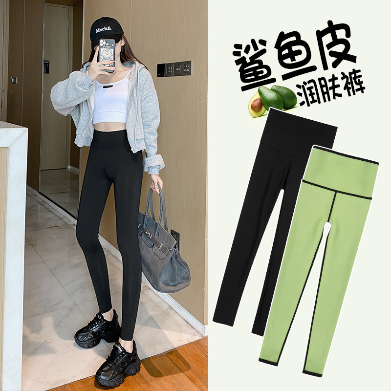 加绒鲨鱼裤女外穿秋冬季加厚高腰紧身压力瘦腿瑜伽芭比裤收腹提臀