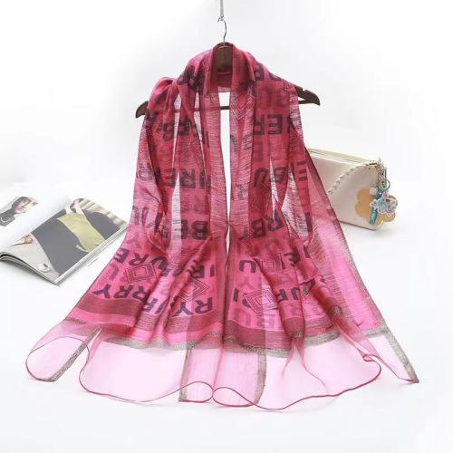 New Mulberry Silk Blended Letter Scarf Air Conditioning Shawl Scarf Women‘s Spring and Autumn Western Style Fashion All-Matching Scarf