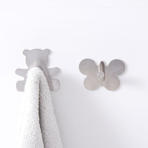 long sticky hook cartoon bear butterfly strong stainless steel sticky hook metal clothes hook adhesive hook