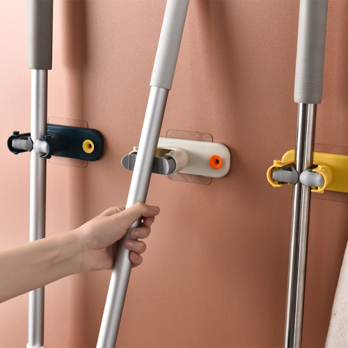 nail-free multifunctional traceless mop rack hook bathroom wall self-adhesive broom storage rack mop clip