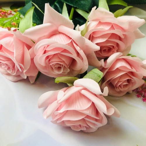 Merchants Recommend White Decoration Artificial Rose American Style Set Bottle Flower Bridal Bouquet Single Stem Coarse Cotton Cloth Small Angle Rose