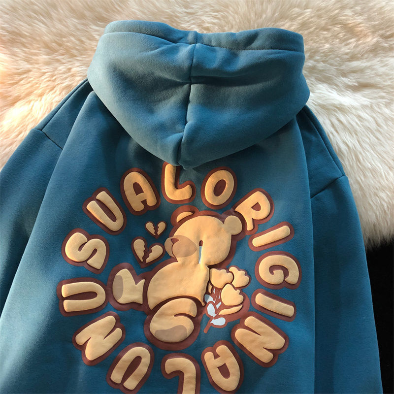 复合抗起球卫衣女秋冬时尚宽松加绒保暖加厚休闲女士连帽上衣批发