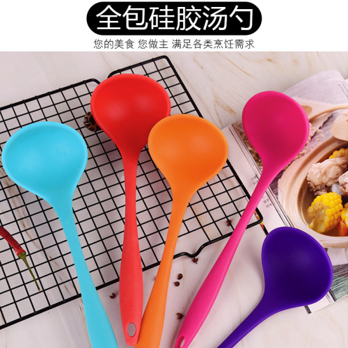 factory spot amazon color silicone soup spoon household cooking spoon kitchen tools all-inclusive silicone soup spoon