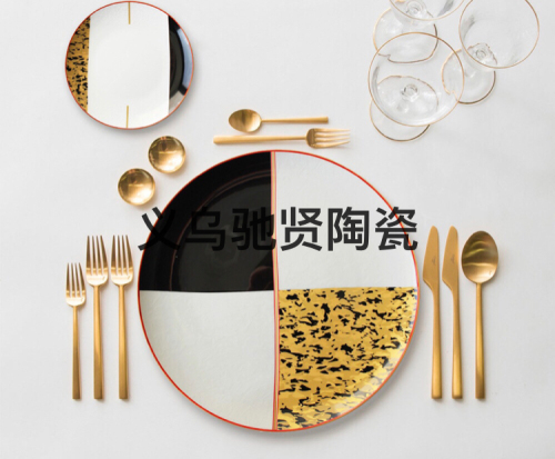 High Bone China Plate Ceramic Western Plate Bone China Tableware Hotel Table Cake Pastry Steak Plate