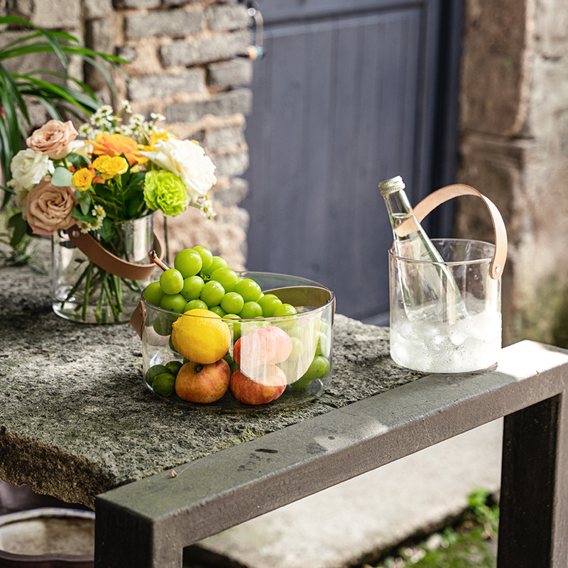 北欧ins桌面垃圾桶多功能透明收纳桶创意皮带手提篮网红冰桶果篮