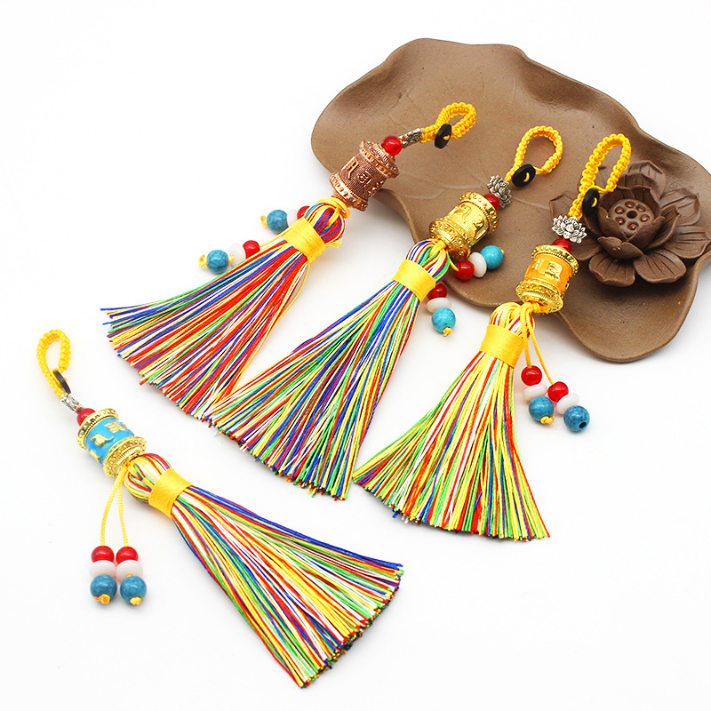 厂家直供新款藏式转金轮六字真言钥匙扣挂件汽车钥匙挂件配饰