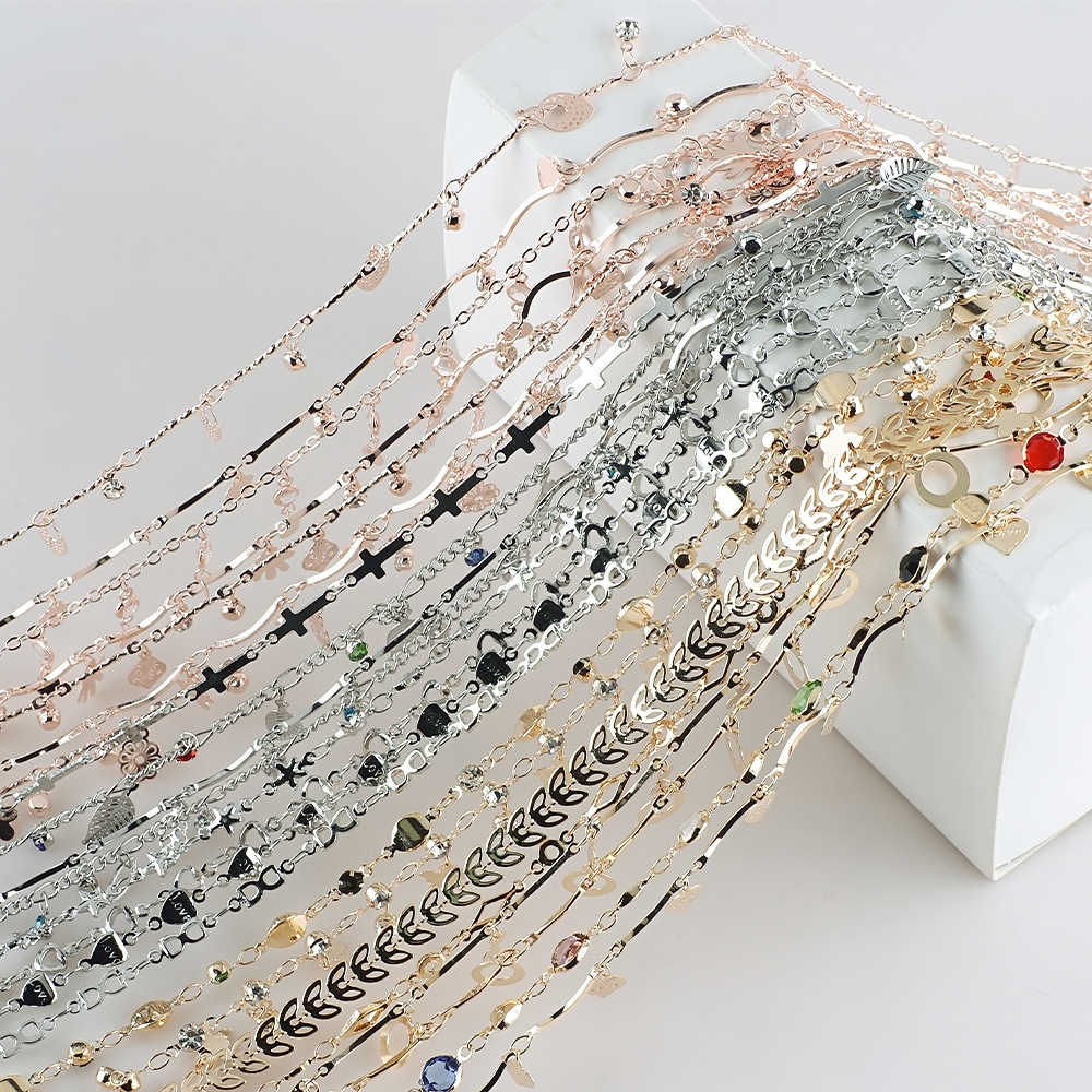 DIY饰品手链配件 合金链条手机链辅料 星星树叶流苏项链材料