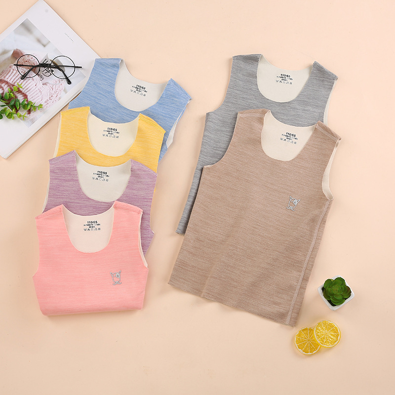 炫彩德AB面绒儿童背心女童秋冬款男童保暖内穿中大童宝宝家居拼1