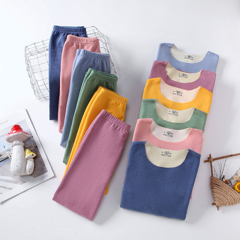 儿童无痕双面德绒AB面保暖内衣套装A类抖音直播磨毛秋衣秋裤 拼8