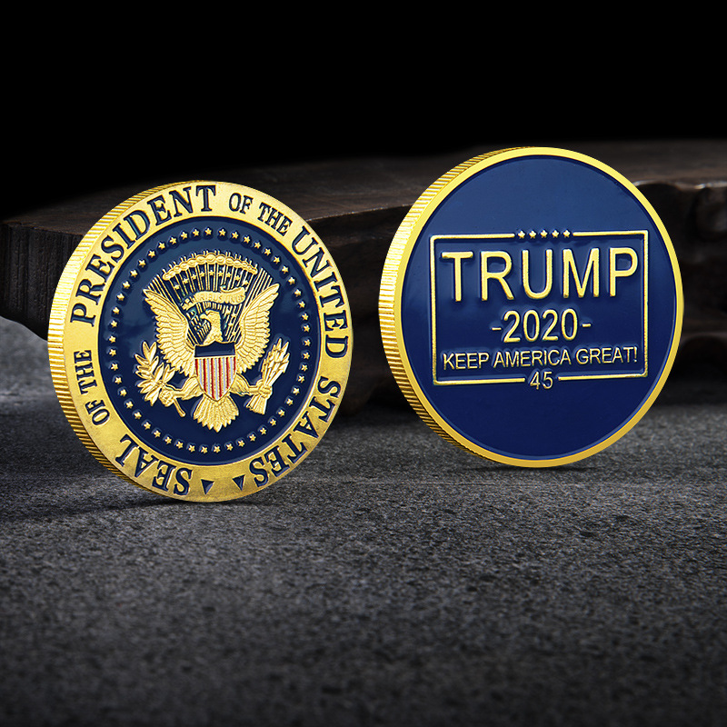 新款纪念章美国总统2020自由特朗普宣言镀金纪念币 定制金属币