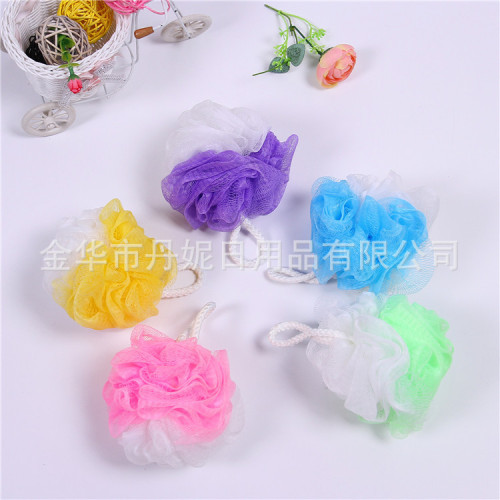 factory direct sale hot sale mid-range bath flower environmental protection pe colorful bath ball high quality cotton rope
