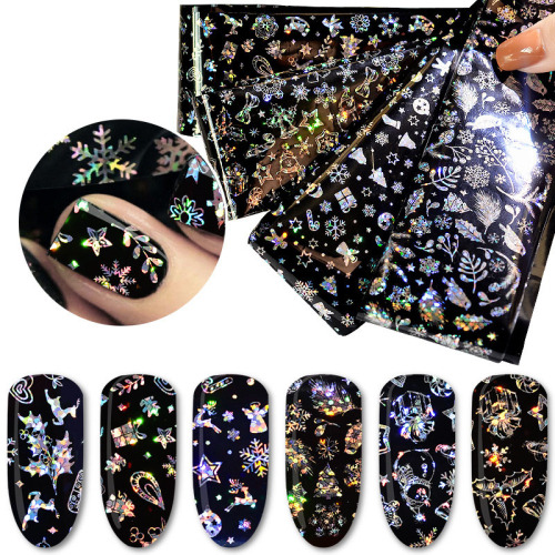 nail art christmas starry sky stickers thermal transfer stickers christmas snowflake stickers 4 pieces mixed