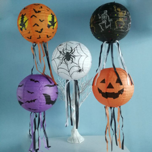 Halloween Decorative Paper Lantern Folding Pumpkin Lantern Ghost Festival Atmosphere Layout Props Spider Lantern Pendant 