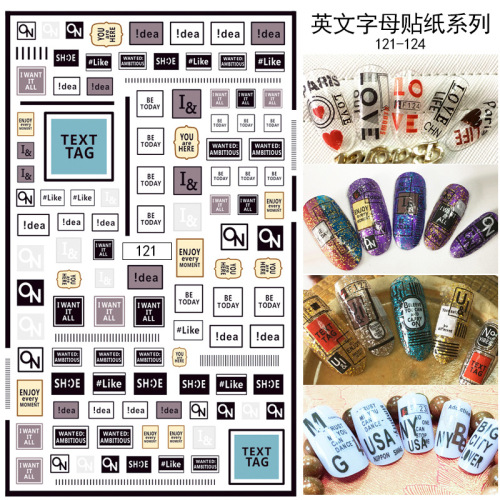 Nail Art Stickers Wholesale 3D Stickers English Letters Numbers Nail Stickers Fingernail Decoration Decals