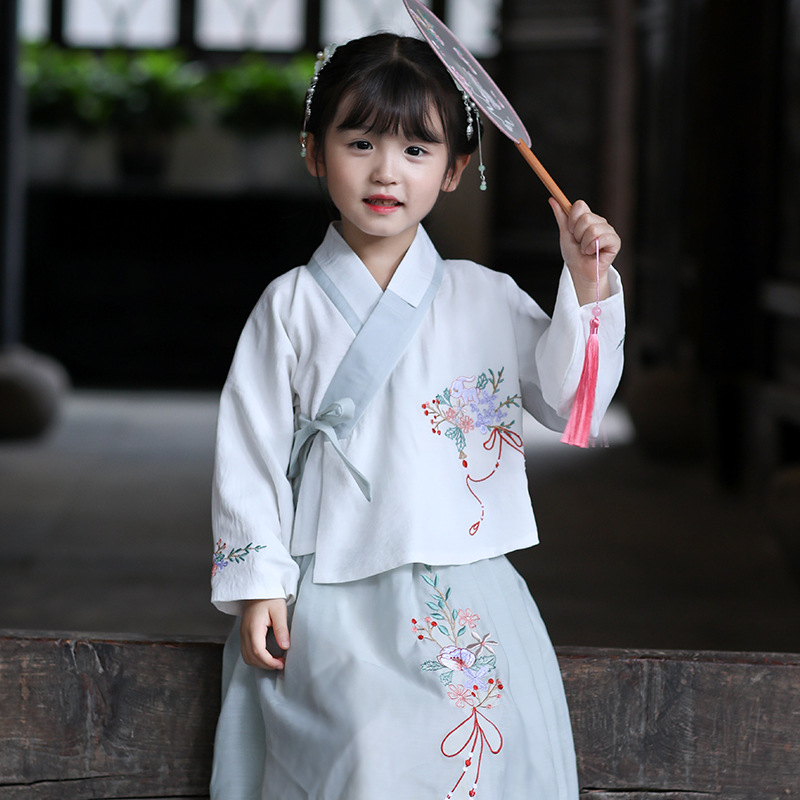 儿童汉服女童套装2020女宝宝春款古装超仙中 风童装衣服