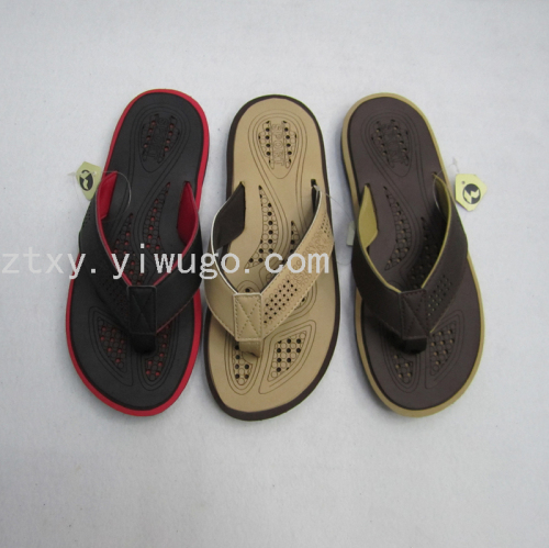 customized men beach slippers composite bottom ribbon flip-flops men‘s slippers