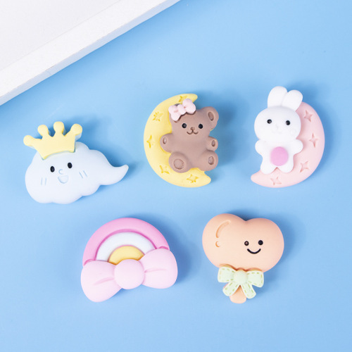 New Resin Accessories Cartoon Moon Series Cloud DIY Cream Glue Phone Case Patch Children‘s Hair Accessories Material