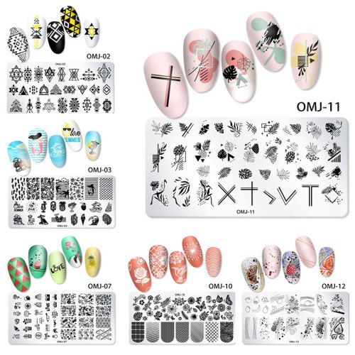 new nail art printing template christmas tree butterfly style printing steel plate square template om-j spot