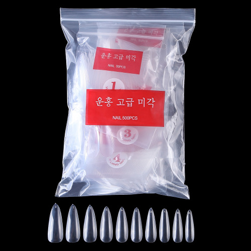 Full 25.00G Transparent Water Drop Nail for Manicure Nail Shaped Piece Fold Seamless Full Paste Long Almond Tip Nail