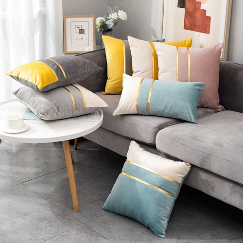 Amazon Cross-Border Light Luxury Sofa Pillowcase Velvet Bedside Cushion Velvet Bedroom Living Room Waist Pillow Wholesale 