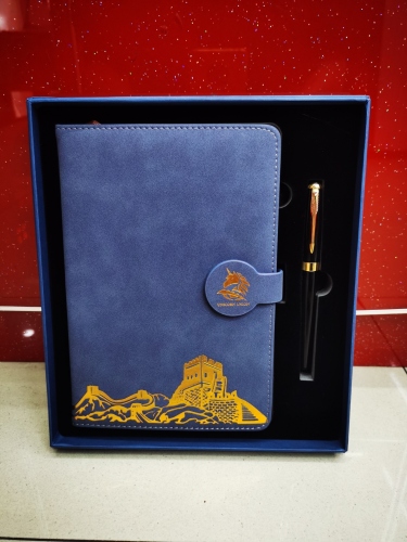 cover business gift notebook set a5pu notepad matching metal pen diary book sheepskin book