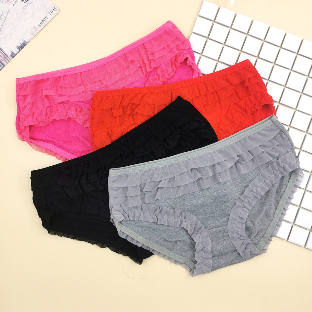 低腰女生短裤便宜处理批发 女学生荷叶边可爱蝴蝶结内裤
