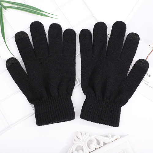 thick brushed knitted touch screen gloves men and women winter outdoor cycling cold-proof warm game gloves direct supply batch