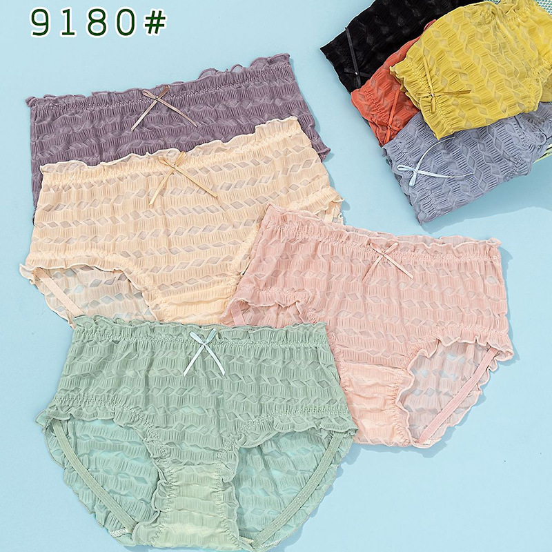 2021网红款奶油泡泡蕾丝内裤少女荷叶边中腰女士三角裤现货内裤女