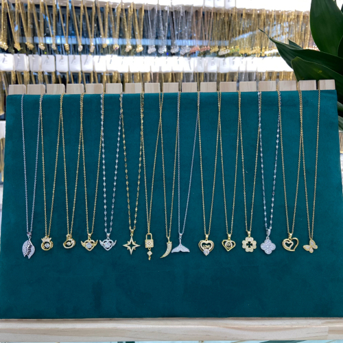 korean niche titanium steel copper necklace female online influencer vintage zircon sweater chain clavicle chain pendant 11