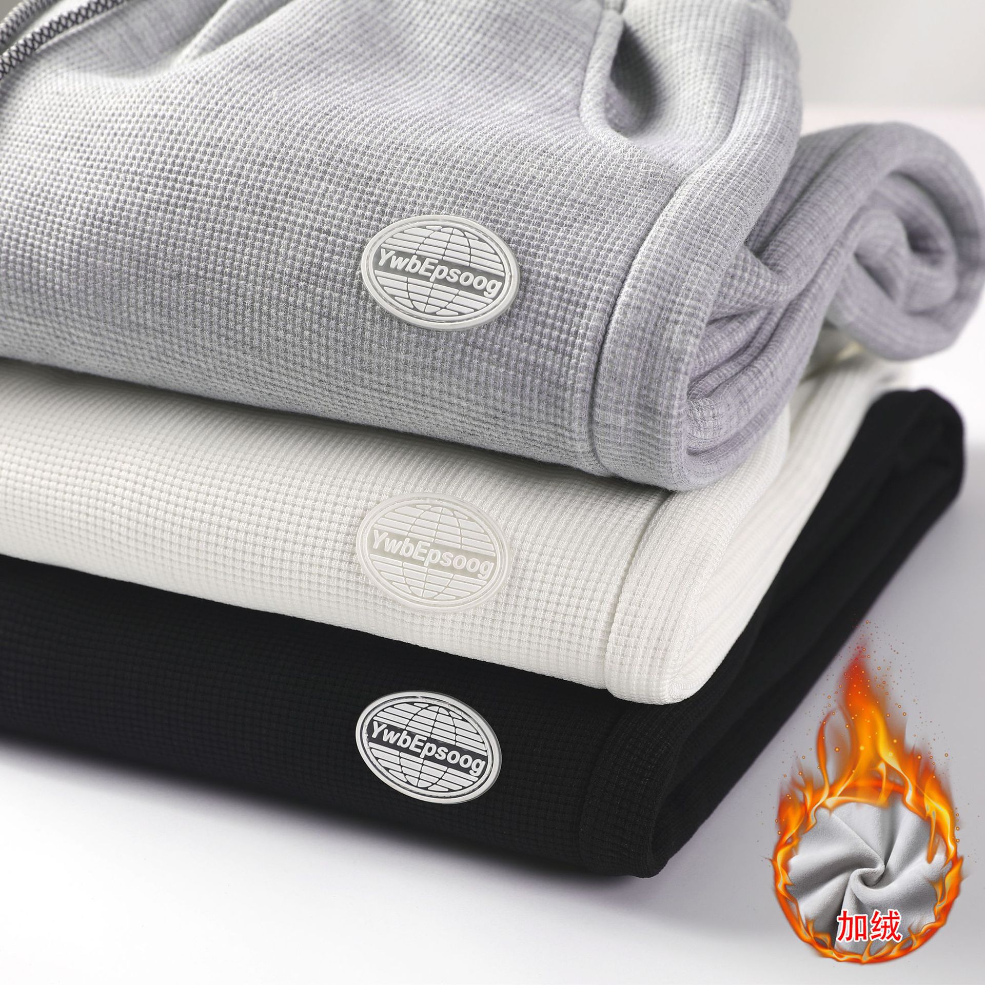 2021新品华夫格裤子男卫裤男款休闲裤宽松加绒束脚运动裤ins网红